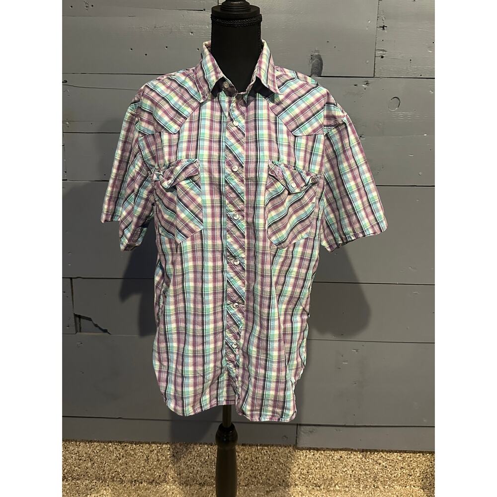 Resistol Large Purple Plaid button down